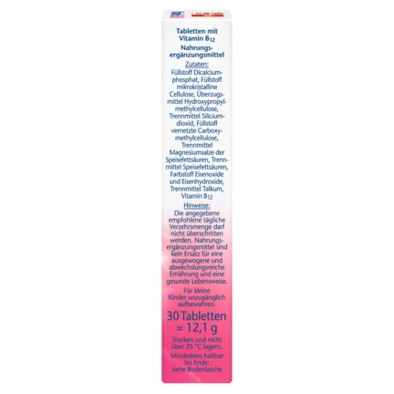 Abbildung der Produktverpackung Doppelherz aktiv Vitamin B12 500 Seitenansicht rechts